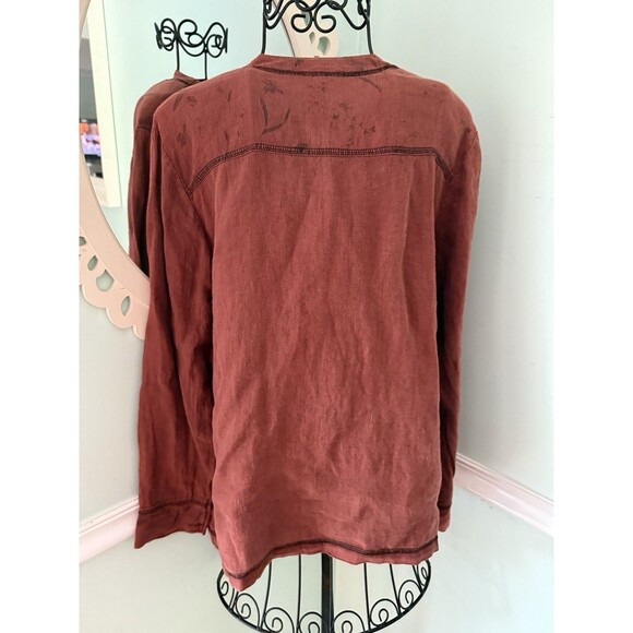 Lady’s Image Blazer Medium Rust Red Blazer Jacket Lagenlook Artsy Linen - Picture 2 of 10